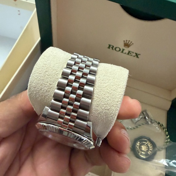 Rolex Silver and Black Datejust Watch - Picture 4 of 7